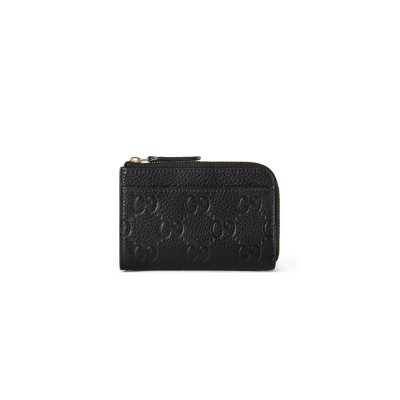 GUCCI GG EMBLEM ZIP CARD CASE 815936AAEEM1000 (13*8.5*3cm)